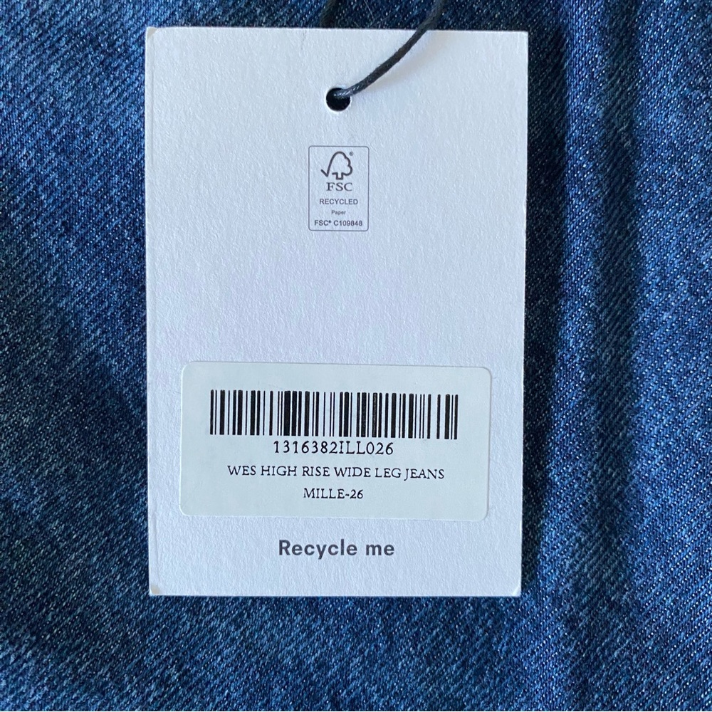NEW Reformation Wes High Rise Wide Leg Jeans Mille  31” Dark Blue Sz 26 - Picture 10 of 13